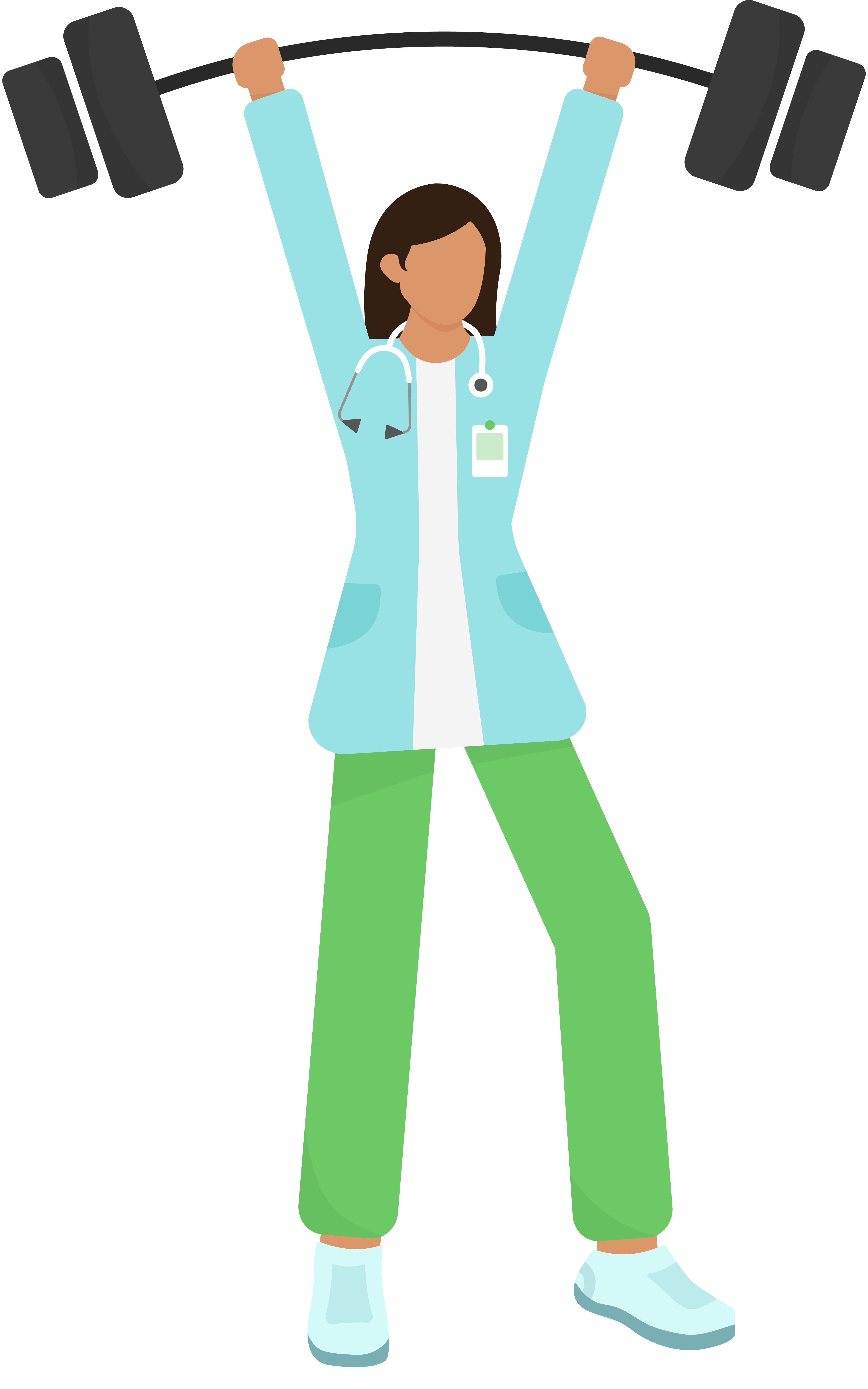 Nurse lifting weights illustration